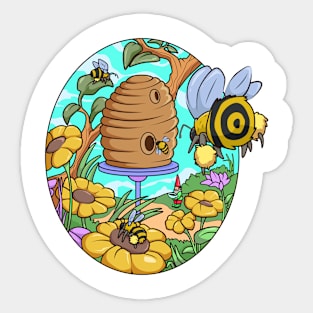 Bees on the hive - Beecore Sticker